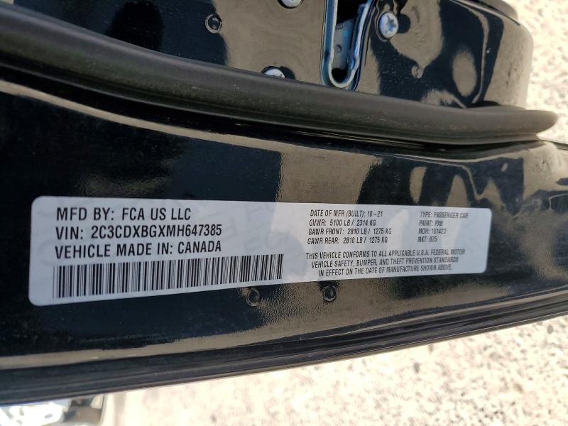 73949115 :رقم المزاد ، 2C3CDXBGXMH647385 vin ، 2021 Dodge Charger مزاد بيع