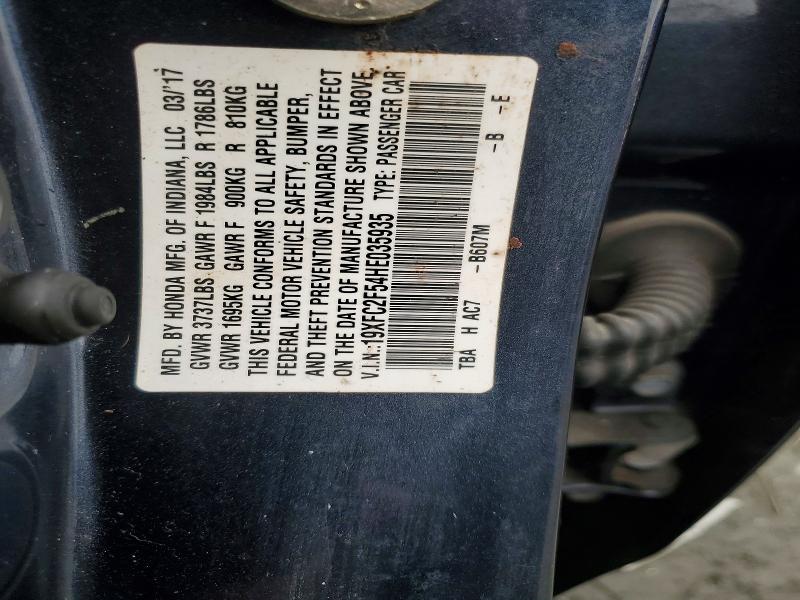 Aukcja sprzedaży 2017 Honda Civic, vin: 19XFC2F54HE035935, numer aukcji: 73630005