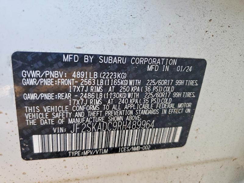 Продажа на аукционе авто 2024 Subaru Forester, vin: JF2SKADC9RH489964, номер лота: 73413115