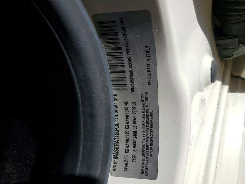 72384655 :رقم المزاد ، ZAM57YSA8J1300480 vin ، 2018 Maserati Ghibli S مزاد بيع