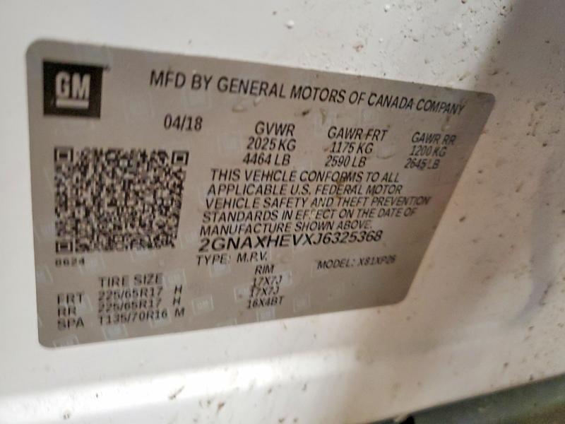 73087415 :رقم المزاد ، 2GNAXHEVXJ6325368 vin ، 2018 Chevrolet Equinox Ls مزاد بيع