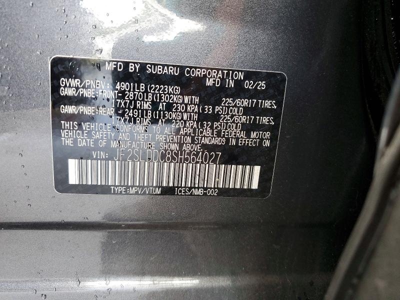 Aukcja sprzedaży 2025 Subaru Forester, vin: JF2SLDDC8SH564027, numer aukcji: 97598285