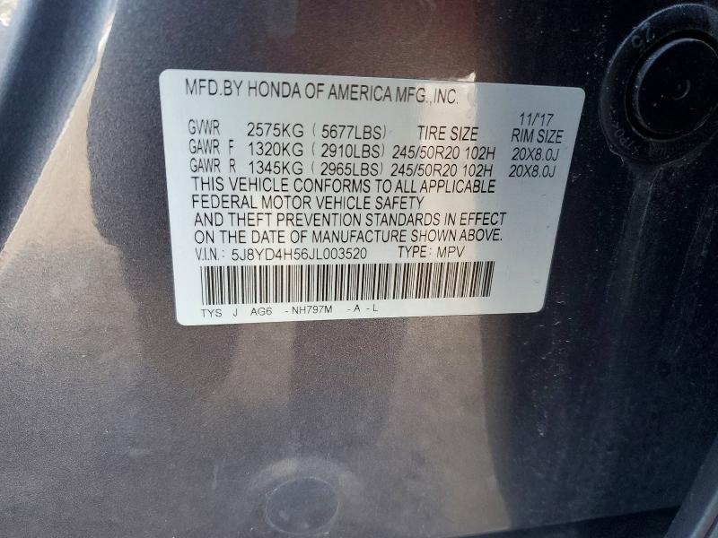 2018 Acura Mdx მანქანა იყიდება აუქციონზე, vin: 5J8YD4H56JL003520, აუქციონის ნომერი: 73192555