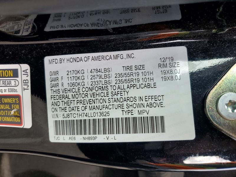 74084685 :رقم المزاد ، 5J8TC1H74LL013625 vin ، 2020 Acura Rdx مزاد بيع