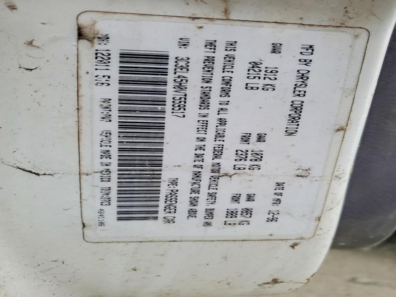 1997 Chrysler Sebring მანქანა იყიდება აუქციონზე, vin: 3C3EL45H0VT559517, აუქციონის ნომერი: 75585175
