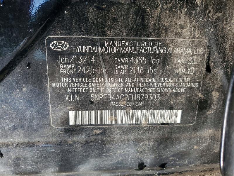 2014 Hyundai Sonata Gls მანქანა იყიდება აუქციონზე, vin: 5NPEB4AC2EH879303, აუქციონის ნომერი: 73841015