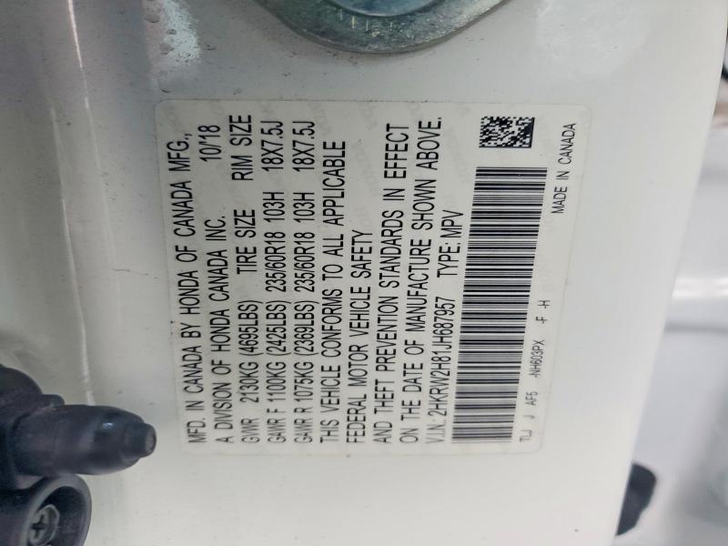 Продажа на аукционе авто 2018 Honda Cr-v, vin: 2HKRW2H81JH687957, номер лота: 99596435