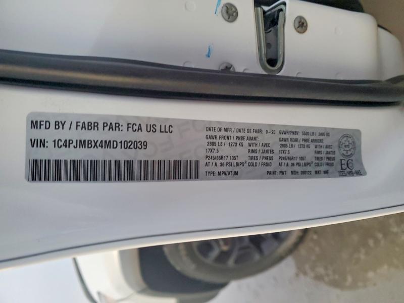 2021 Jeep Cherokee მანქანა იყიდება აუქციონზე, vin: 1C4PJMBX4MD102039, აუქციონის ნომერი: 98026105