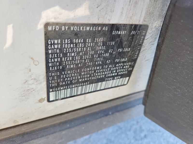 Aukcja sprzedaży 2021 Volkswagen Id.4, vin: WVGRMPE2XMP060407, numer aukcji: 74074525