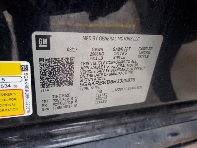 Aukcja sprzedaży 2017 Buick Enclave, vin: 5GAKRBKD6HJ320876, numer aukcji: 96980695
