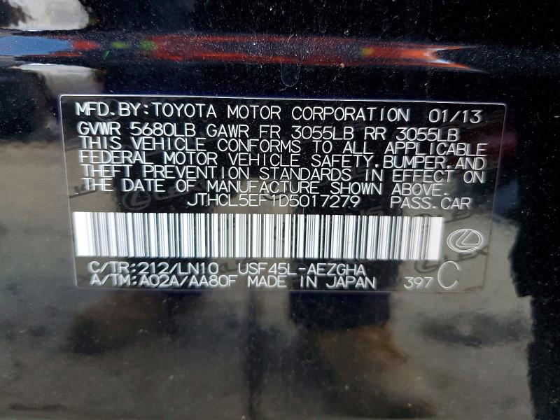 Aukcja sprzedaży 2013 Lexus Ls 460, vin: JTHCL5EF1D5017279, numer aukcji: 98039845
