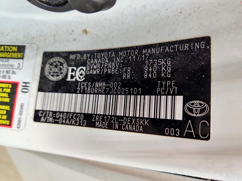 Продажа на аукционе авто 2018 Toyota Corolla, vin: 2T1BURHE7JC025101, номер лота: 98126465
