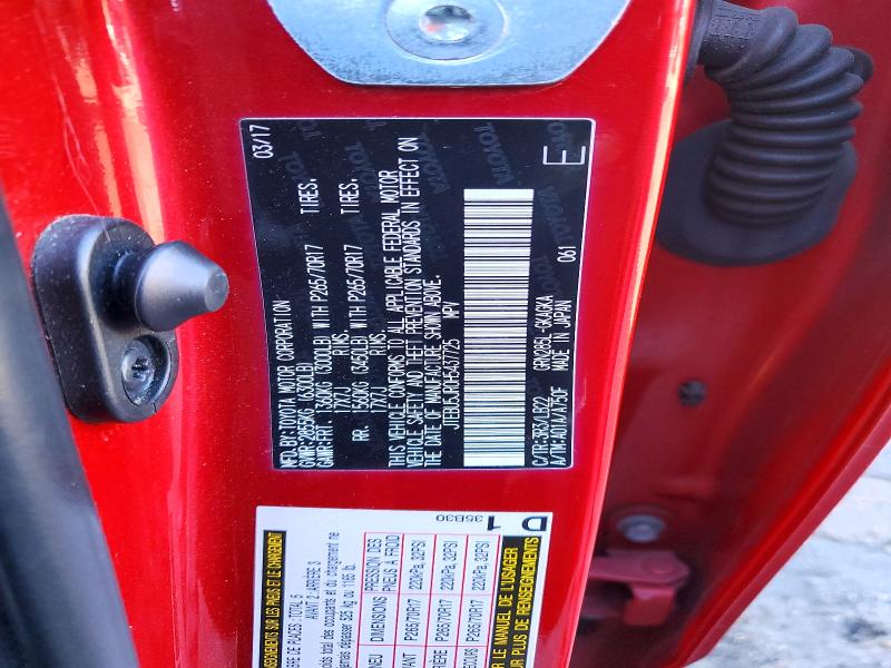 75001525 :رقم المزاد ، JTEBU5JR0H5437725 vin ، 2017 Toyota 4runner مزاد بيع
