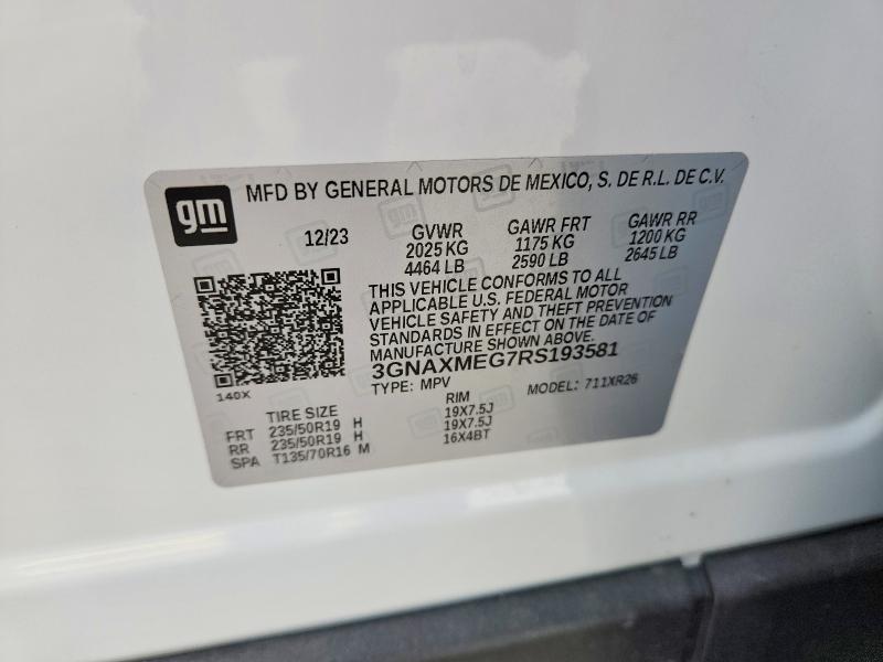 98536855 :رقم المزاد ، 3GNAXMEG7RS193581 vin ، 2024 Chevrolet Equinox مزاد بيع