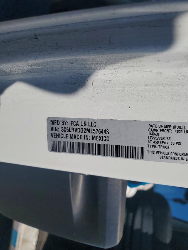Продаж на аукціоні авто 2021 Ram Promaster 2500, vin: 3C6LRVDG2ME576443, номер лоту: 74354895