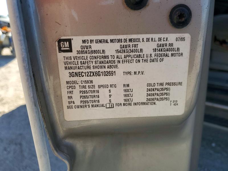 2006 Chevrolet Avalanche მანქანა იყიდება აუქციონზე, vin: 3GNEC12ZX6G102691, აუქციონის ნომერი: 73940475