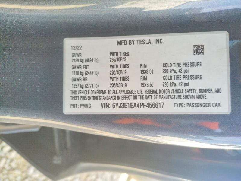 Aukcja sprzedaży 2023 Tesla Model 3, vin: 5YJ3E1EA4PF456617, numer aukcji: 75431465