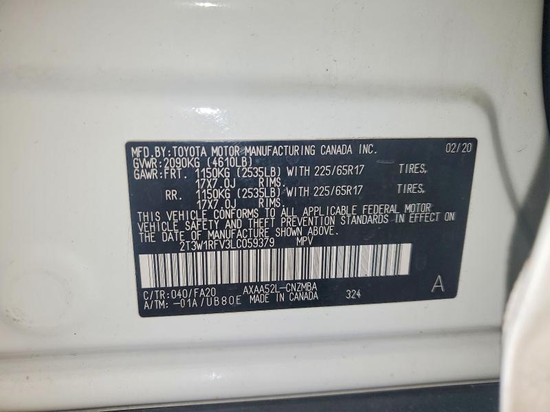 Продаж на аукціоні авто 2020 Toyota Rav4, vin: 2T3W1RFV3LC059379, номер лоту: 75681445