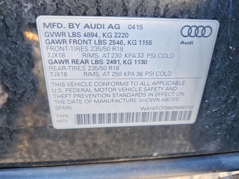 Продаж на аукціоні авто 2016 Audi Q3, vin: WA1EFCFS8GR000732, номер лоту: 99900705