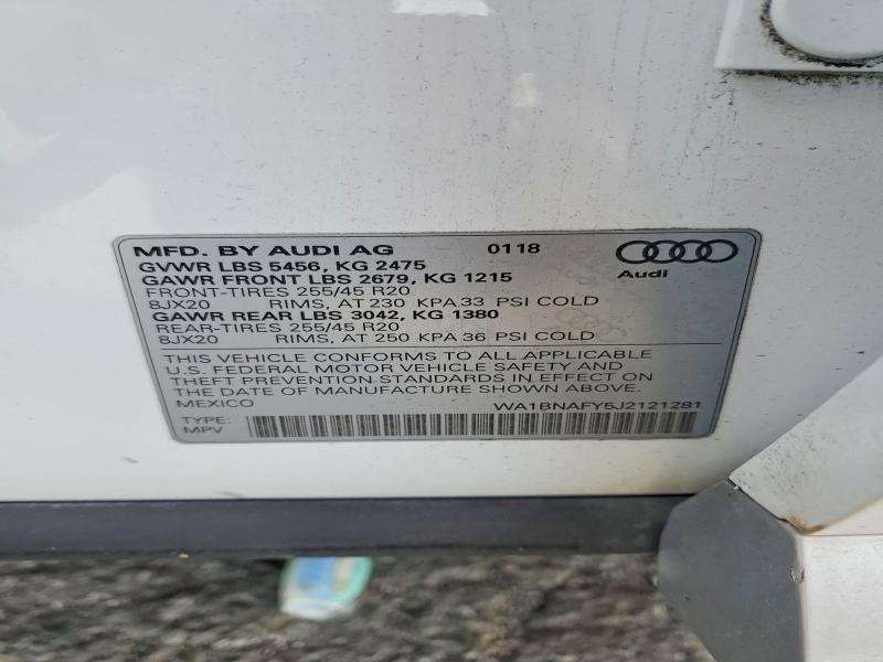 Продажа на аукционе авто 2018 Audi Q5, vin: WA1BNAFY5J2121281, номер лота: 74489285