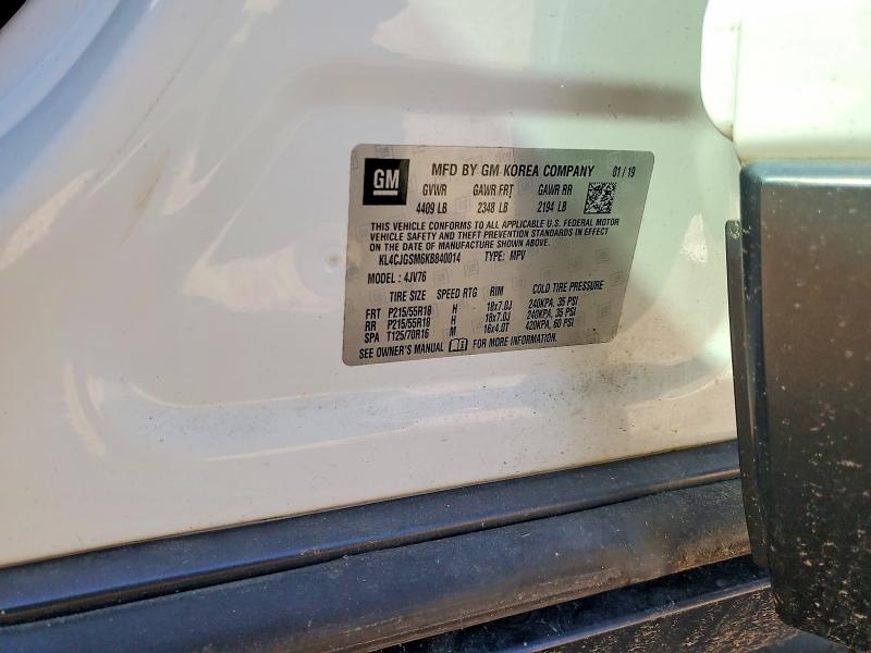 74884155 :رقم المزاد ، KL4CJGSM6KB840014 vin ، 2019 Buick Encore مزاد بيع