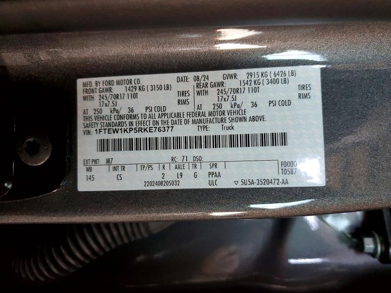 Aukcja sprzedaży 2024 Ford F150, vin: 1FTEW1KP5RKE76377, numer aukcji: 98042135