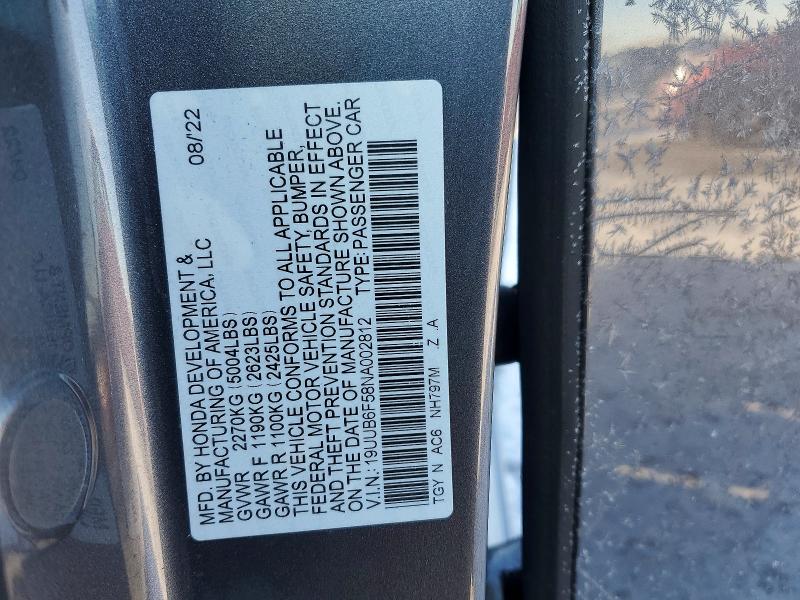 Aukcja sprzedaży 2022 Acura Tlx, vin: 19UUB6F58NA002812, numer aukcji: 72953835