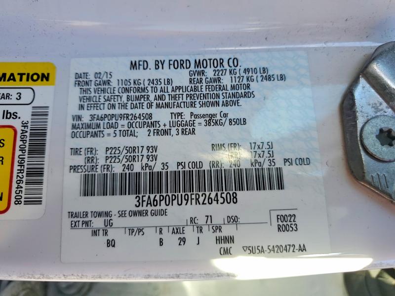 98233715 :رقم المزاد ، 3FA6P0PU9FR264508 vin ، 2015 Ford Fusion مزاد بيع