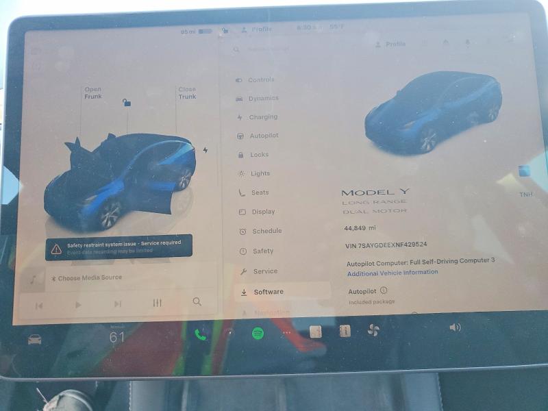2022 Tesla Model Y მანქანა იყიდება აუქციონზე, vin: 7SAYGDEEXNF429524, აუქციონის ნომერი: 72404815