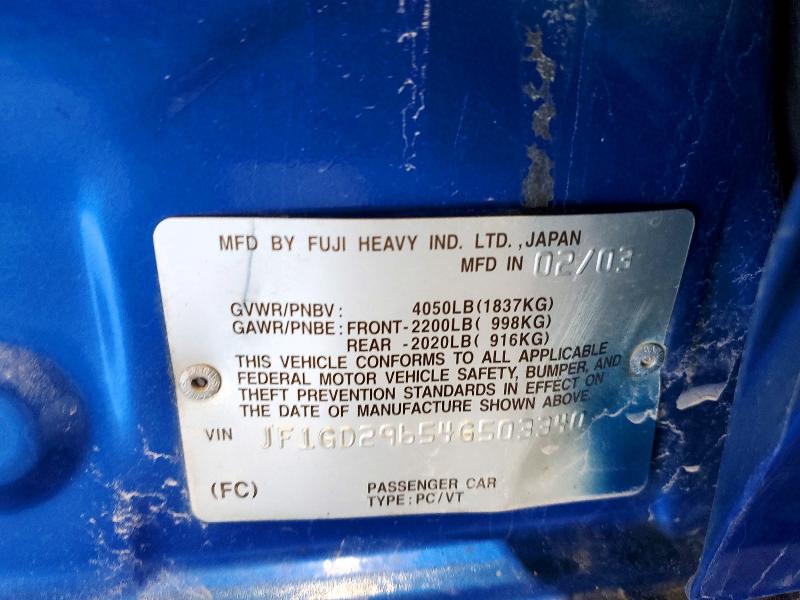 Aukcja sprzedaży 2004 Subaru Impreza, vin: JF1GD29654G503340, numer aukcji: 75300265