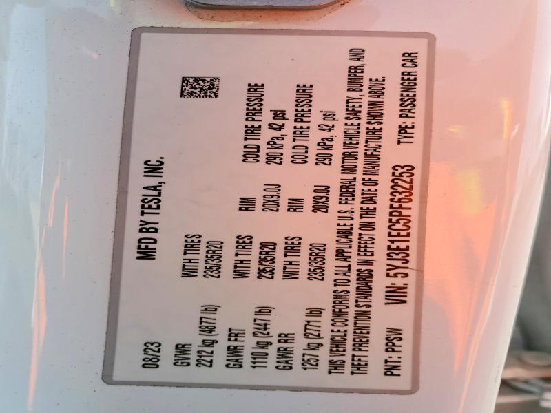 Aukcja sprzedaży 2023 Tesla Model 3, vin: 5YJ3E1EC5PF632253, numer aukcji: 74841085