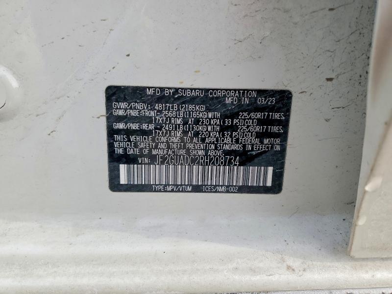 Aukcja sprzedaży 2024 Subaru Crosstrek, vin: JF2GUADC2RH208734, numer aukcji: 73993505