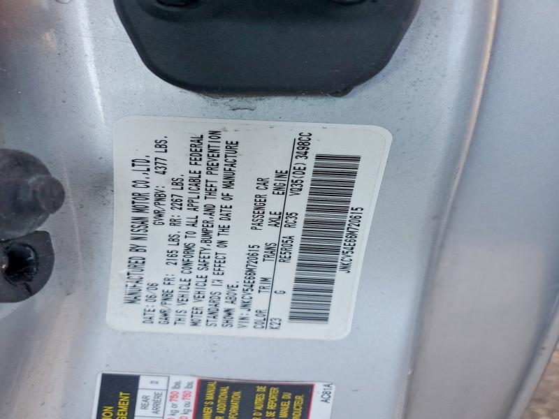 73248045 :رقم المزاد ، JNKCV54E66M720615 vin ، 2006 Infiniti G35 مزاد بيع