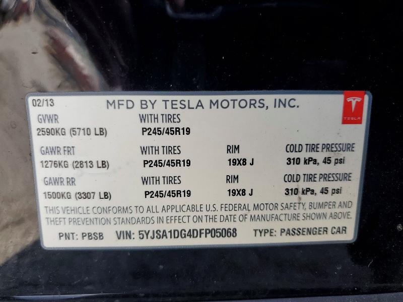 Продаж на аукціоні авто 2013 Tesla Model S, vin: 5YJSA1DG4DFP05068, номер лоту: 74142295