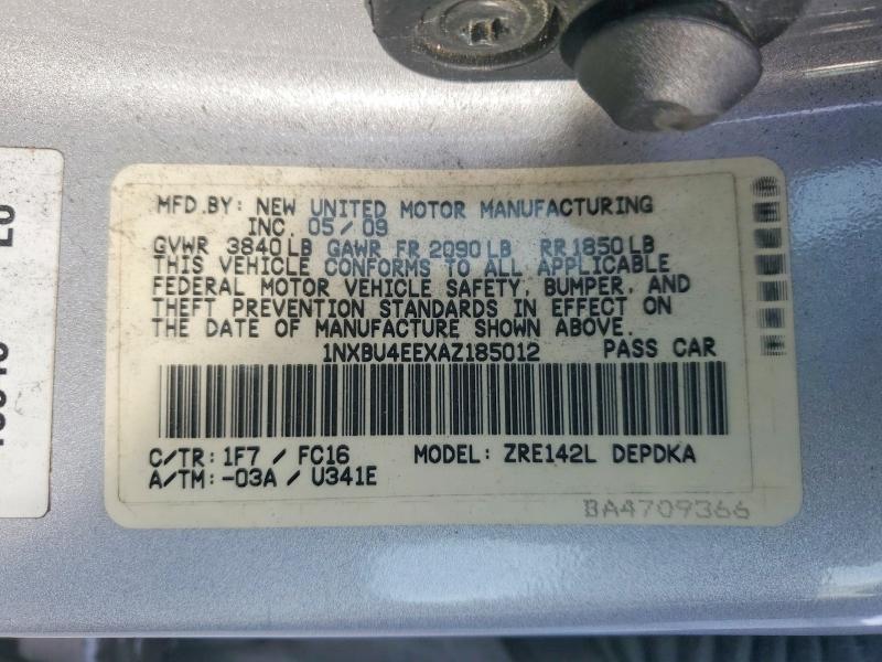 75031505 :رقم المزاد ، 1NXBU4EEXAZ185012 vin ، 2010 Toyota Corolla مزاد بيع