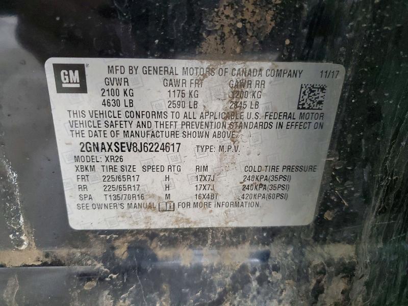 Aukcja sprzedaży 2018 Chevrolet Equinox, vin: 2GNAXSEV8J6224617, numer aukcji: 74607645