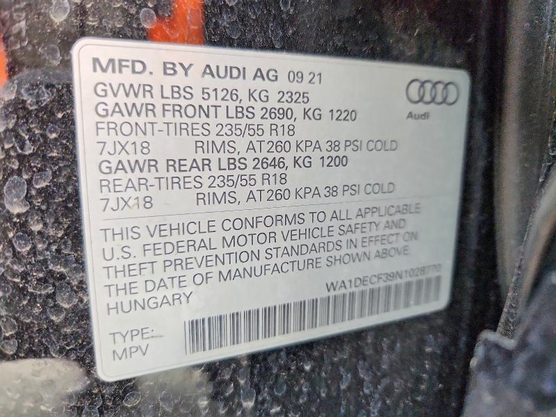 Продаж на аукціоні авто 2022 Audi Q3, vin: WA1DECF39N1028770, номер лоту: 75168105