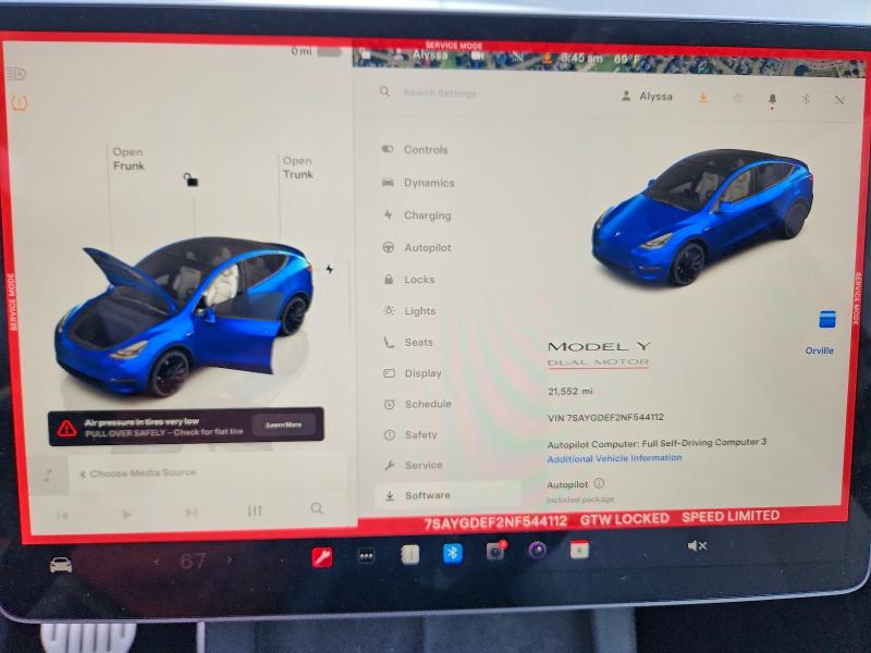 2022 Tesla Model Y მანქანა იყიდება აუქციონზე, vin: 7SAYGDEF2NF544112, აუქციონის ნომერი: 97538625
