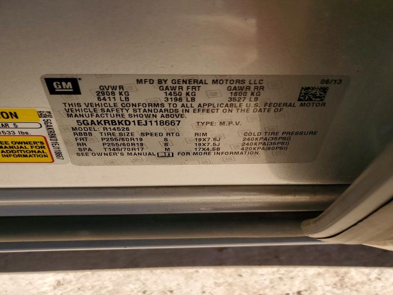 2014 Buick Enclave მანქანა იყიდება აუქციონზე, vin: 5GAKRBKD1EJ118667, აუქციონის ნომერი: 75598595