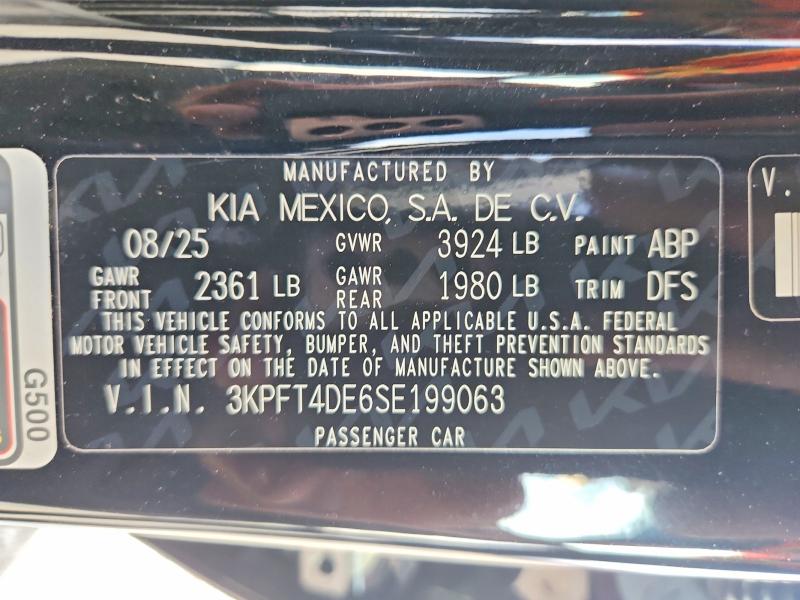 Aukcja sprzedaży 2025 Kia K4, vin: 3KPFT4DE6SE199063, numer aukcji: 72228785