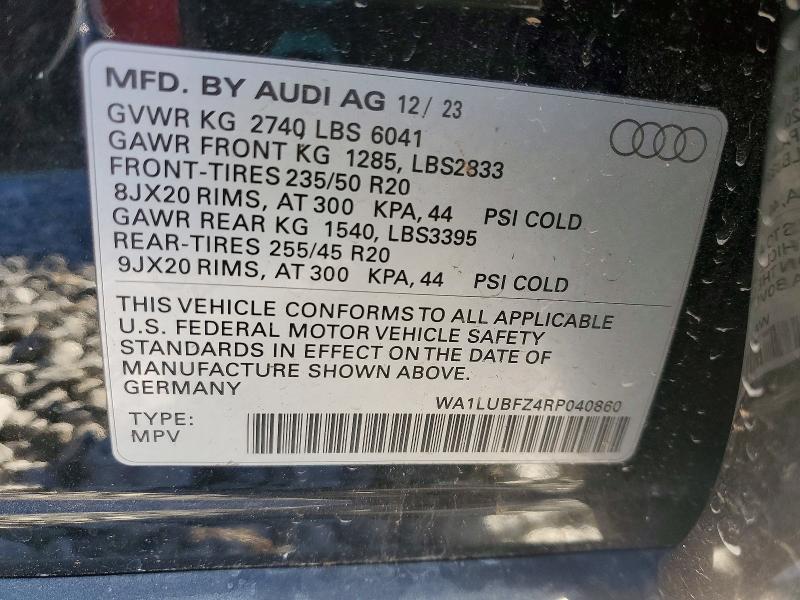 Продажа на аукционе авто 2024 Audi Q4 E-tron, vin: WA1LUBFZ4RP040860, номер лота: 73330645