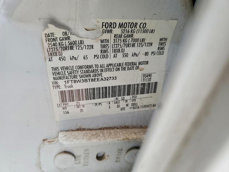 72833625 :رقم المزاد ، 1FT8W3BT8EEA32733 vin ، 2014 Ford F350 مزاد بيع