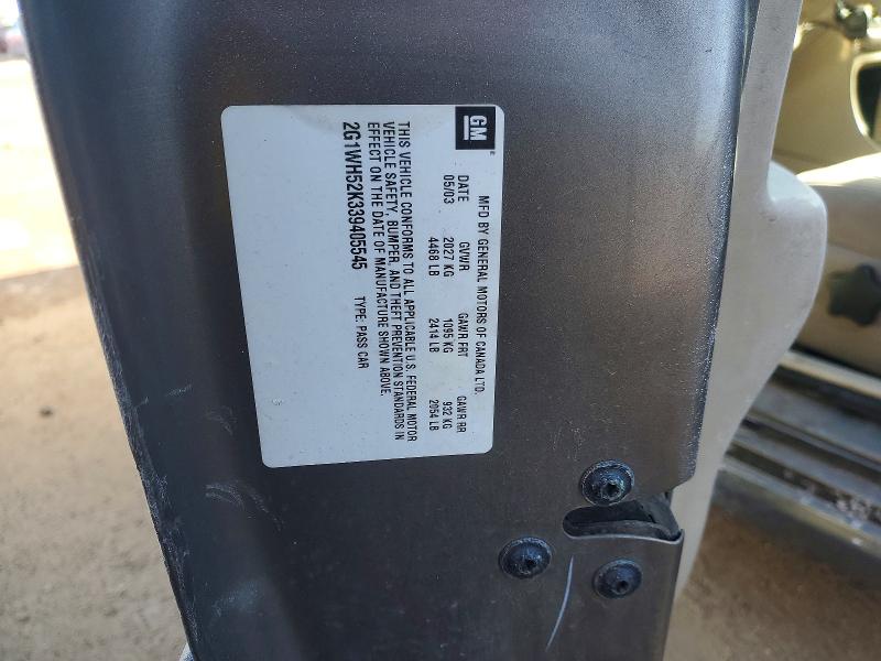 Auction sale of the 2003 Chevrolet Impala, vin: 2G1WH52K339405545, lot number: 75054515