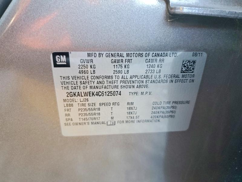 98910415 :رقم المزاد ، 2GKALWEK4C6125074 vin ، 2012 Gmc Terrain مزاد بيع