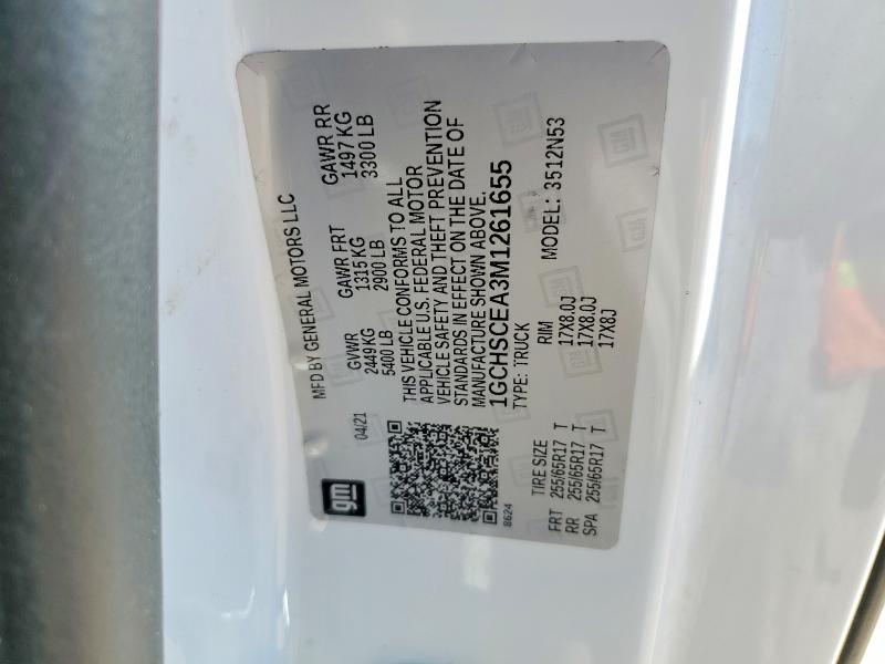 74670825 :رقم المزاد ، 1GCHSCEA3M1261655 vin ، 2021 Chevrolet Colorado مزاد بيع
