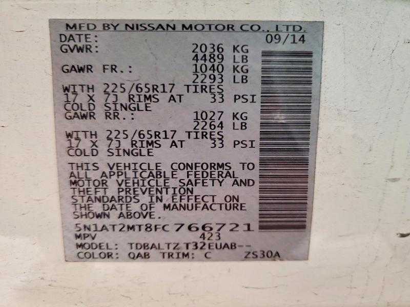 Продаж на аукціоні авто 2015 Nissan Rogue, vin: 5N1AT2MT8FC766721, номер лоту: 74697955