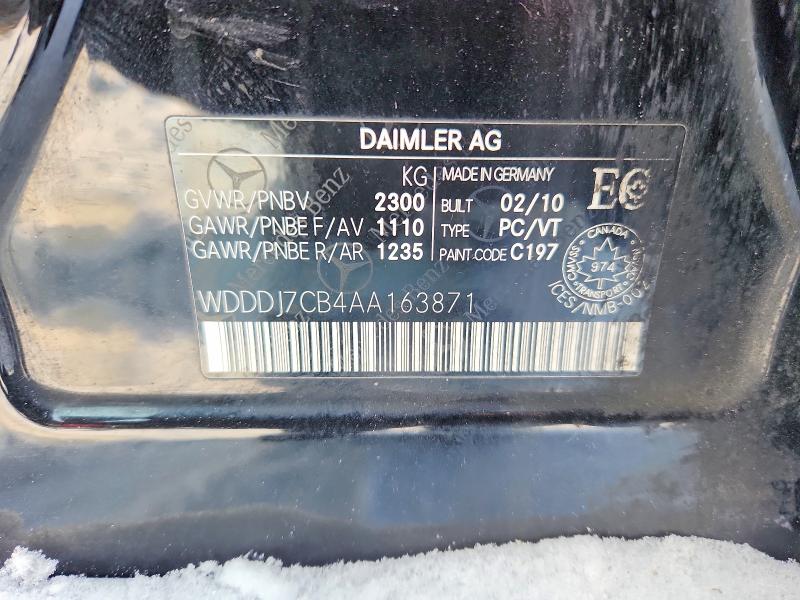 2010 Mercedes-benz Cls 550 მანქანა იყიდება აუქციონზე, vin: WDDDJ7CB4AA163871, აუქციონის ნომერი: 73232645