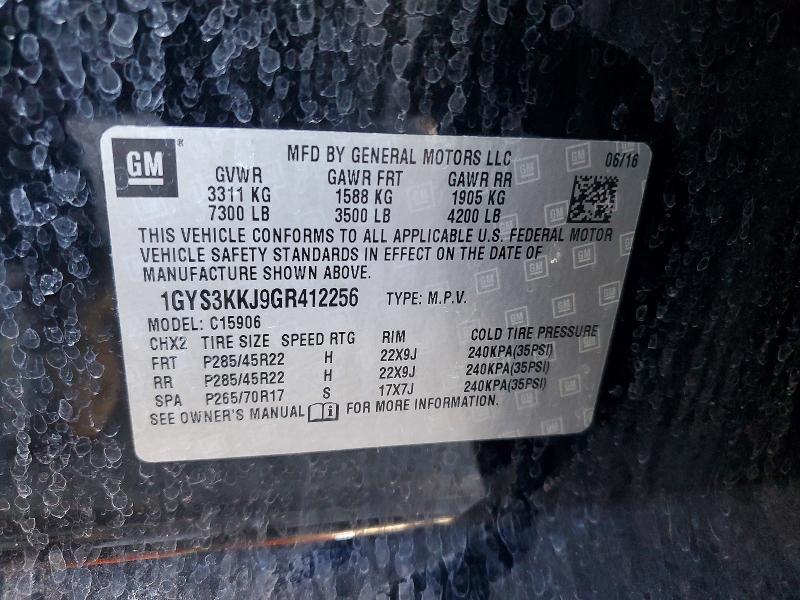 Aukcja sprzedaży 2016 Cadillac Escalade, vin: 1GYS3KKJ9GR412256, numer aukcji: 72460705