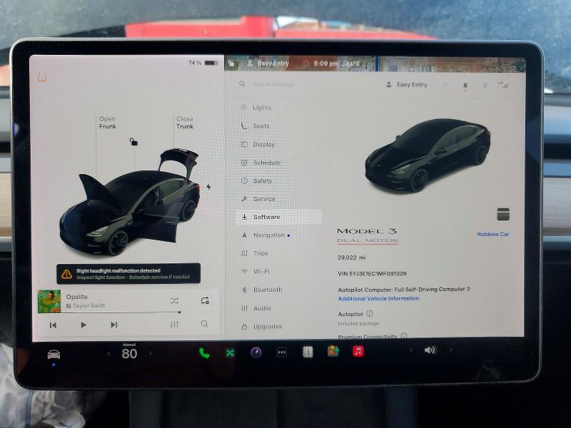 Aukcja sprzedaży 2021 Tesla Model 3, vin: 5YJ3E1EC1MF091326, numer aukcji: 98713665