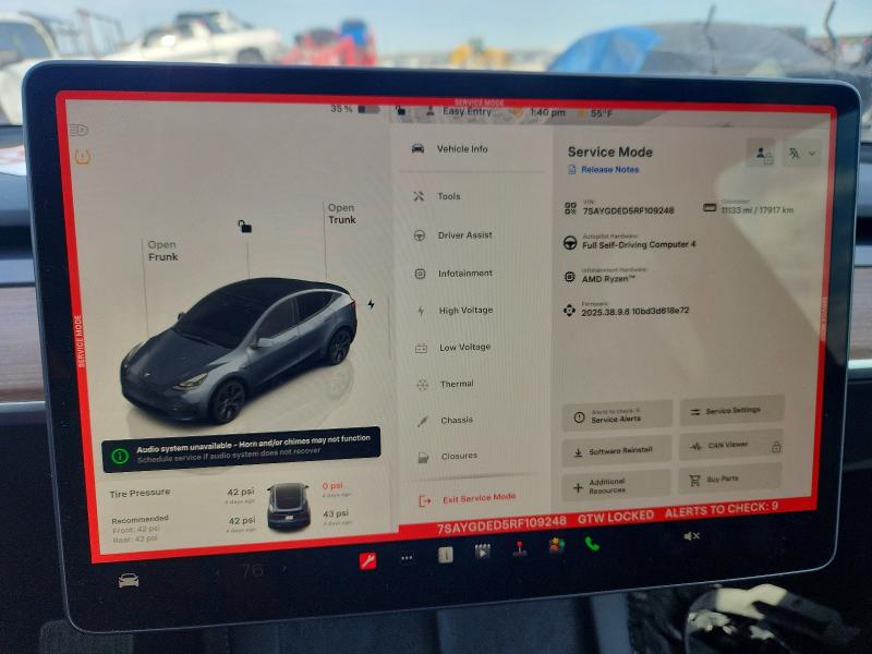 Продаж на аукціоні авто 2024 Tesla Model Y, vin: 7SAYGDED5RF109248, номер лоту: 99854475
